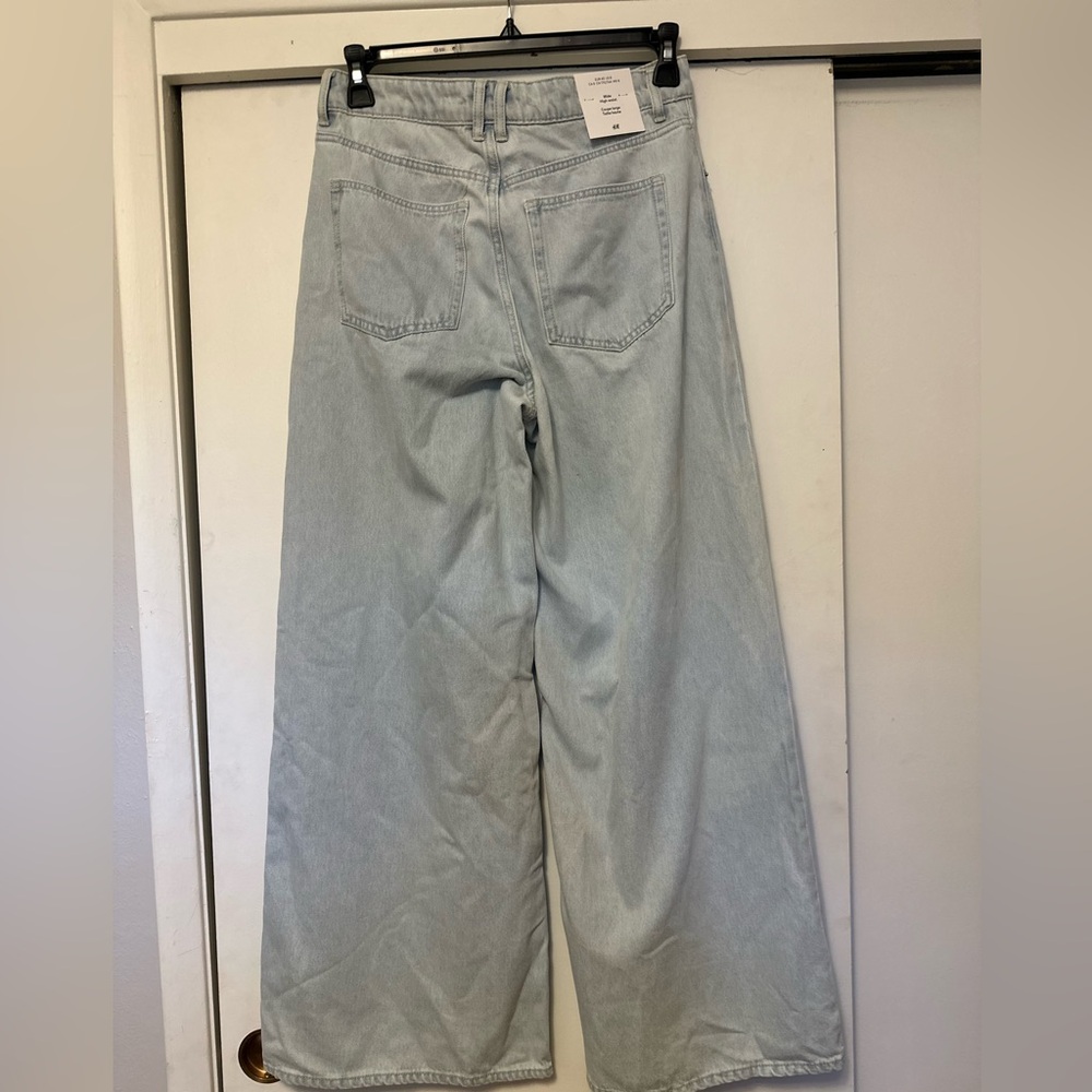 H&M Light Blue High Waist Wide Leg Jeans for Women - SZ 8 NWT - Picture 5 of 10
